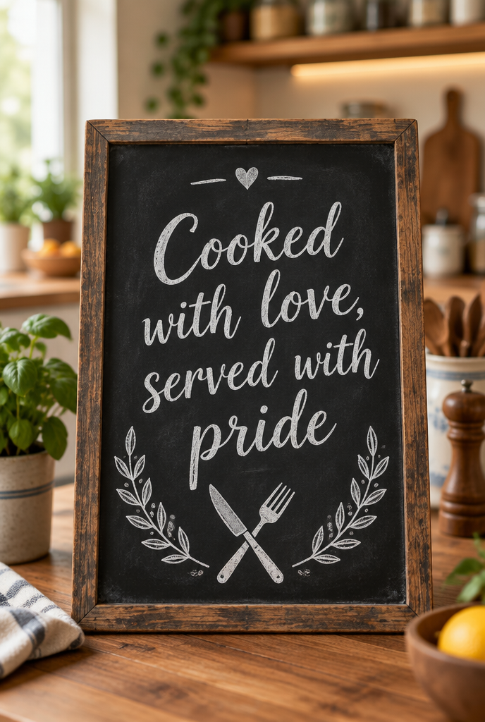 Chalkboard — cooked with love, served with pride