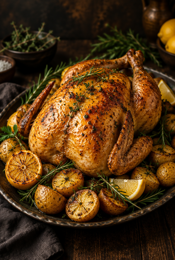 Roast chicken platter