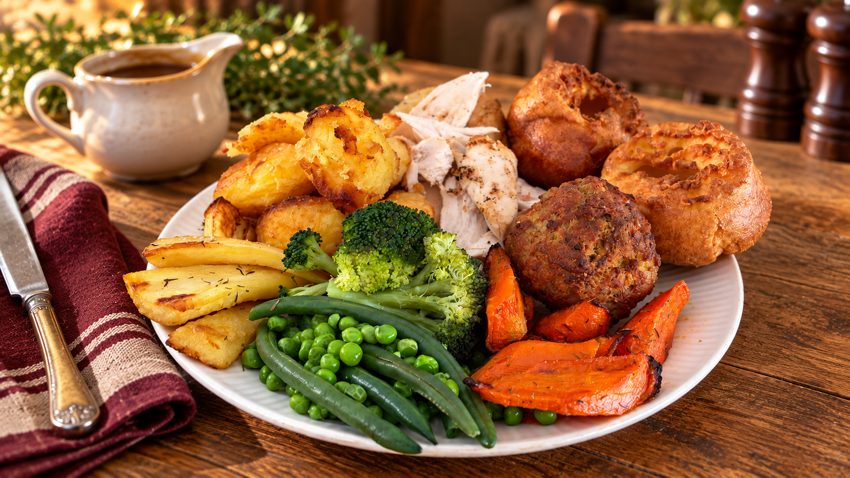 Traditional British Sunday roast dinner